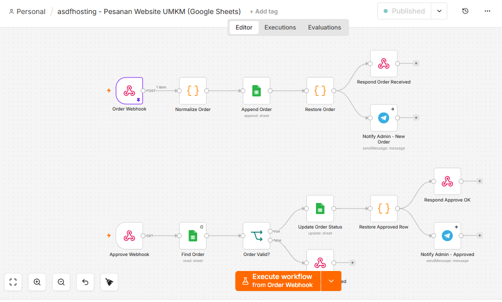 asdfhosting pesanan website UMKN (google sheet)